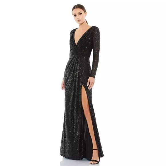 Mac Duggal 26490 Sequined Long Sleeve Gown, Size 14 $398 - Picture 6 of 9